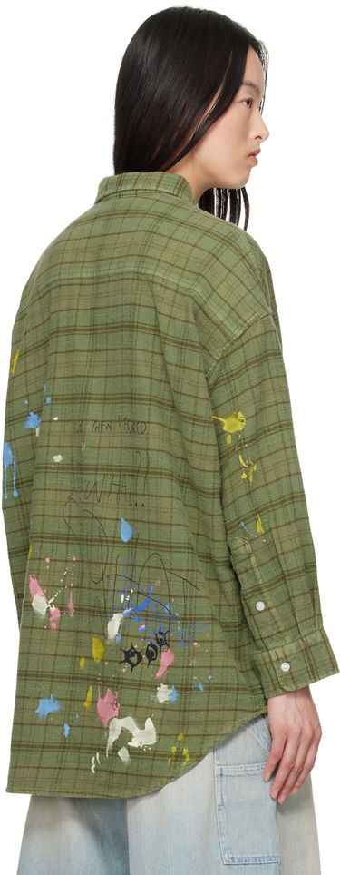 Košeľa R13 R13 Drop Neck Paint Splatter Plaid Work Shirt Zelené | R13WR015-R526B, 2