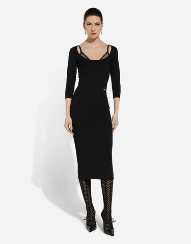 Šaty Dolce & Gabbana Dolce & Gabbana Viscose Knit Calf-Length Dress Čierna | FXS20TJFMEVN0000, 1
