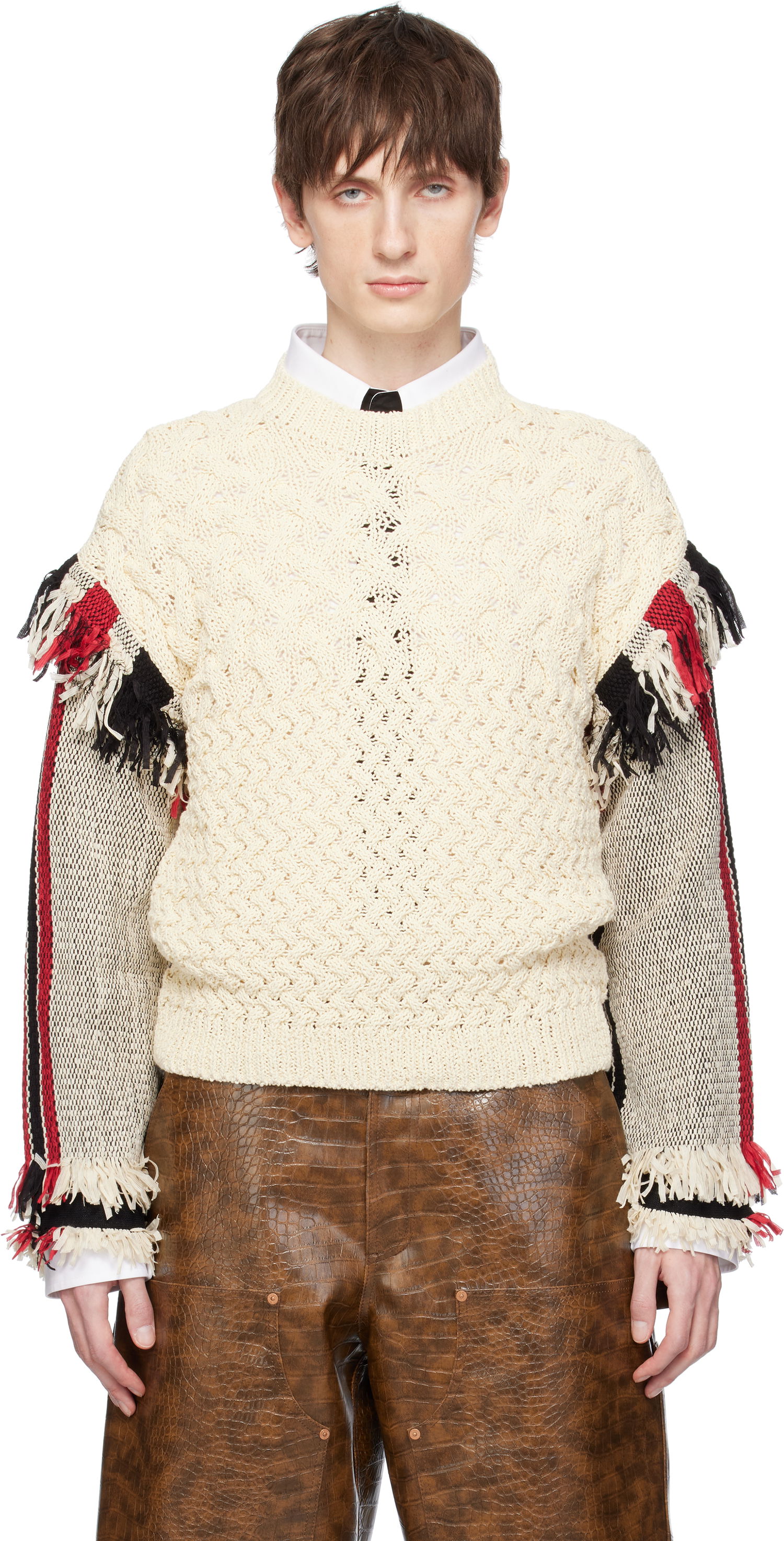 Sveter Andersson Bell Andersson Bell Tassel Sleeve Oversized Knit Sweater Biela | atb1258u, 0