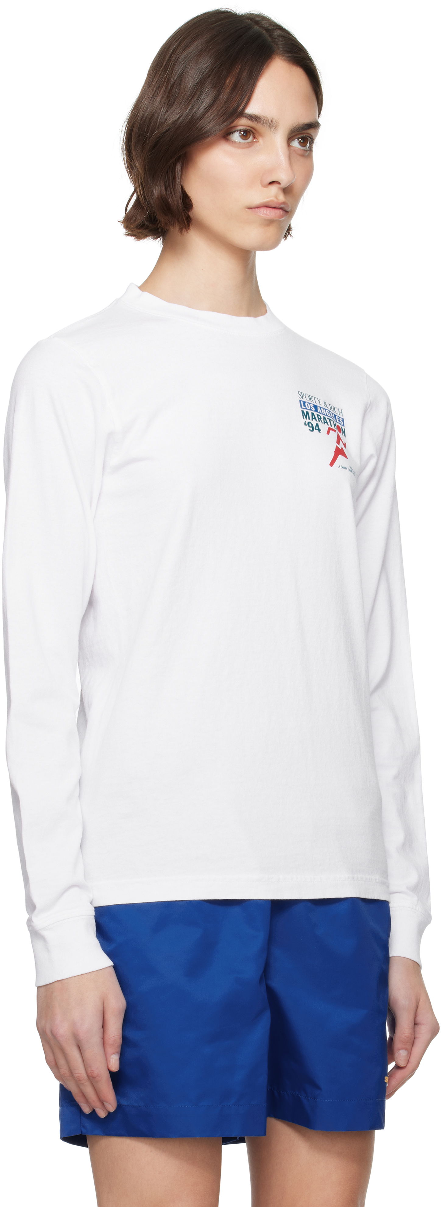 Tričko Sporty & Rich Sporty & Rich 'LA Marathon' Long Sleeve T-Shirt Biela | TO059622171WH01, 1