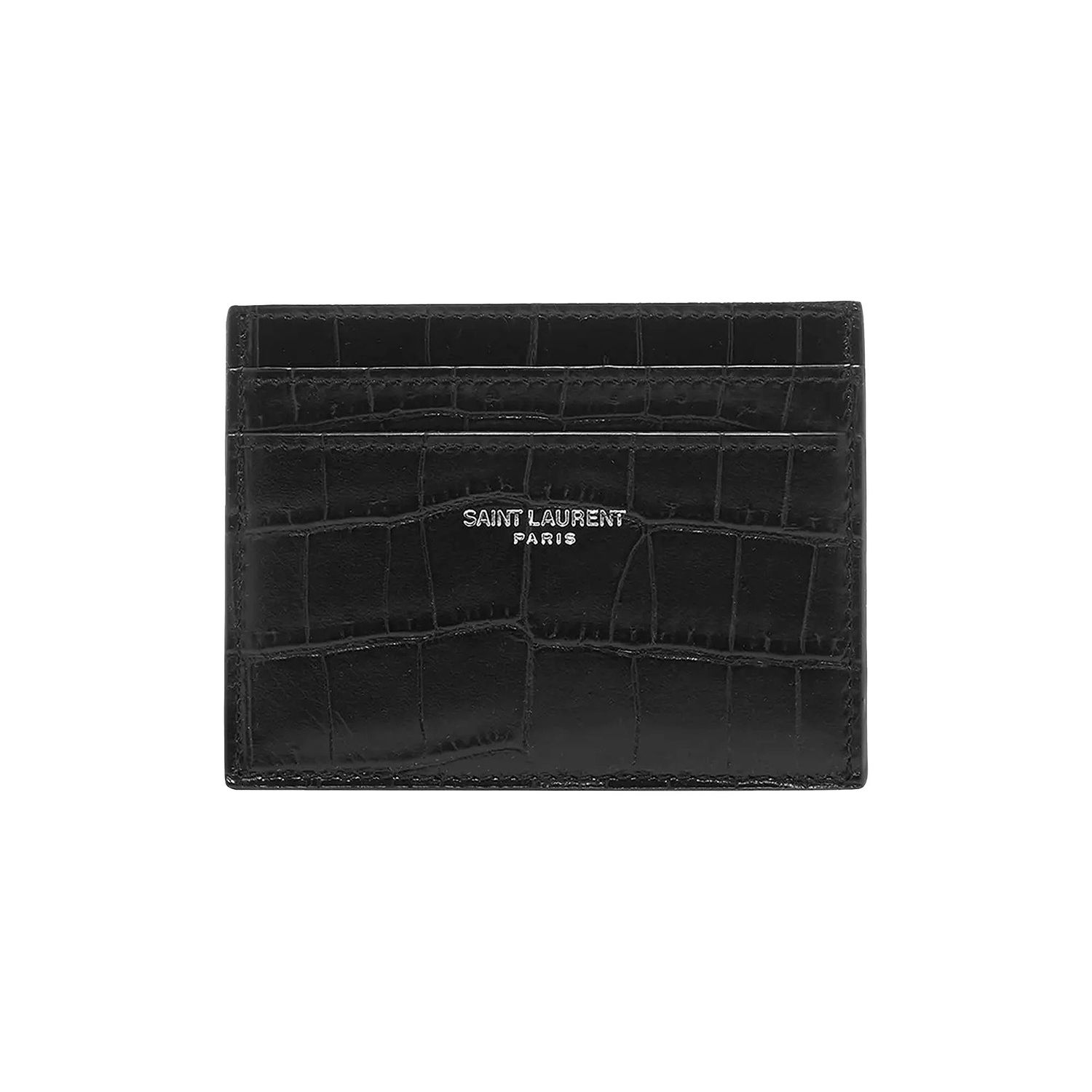 Peňaženka Saint Laurent Embossed Leather Credit Card Case Čierna | 375946 DZE0E 1000, 1