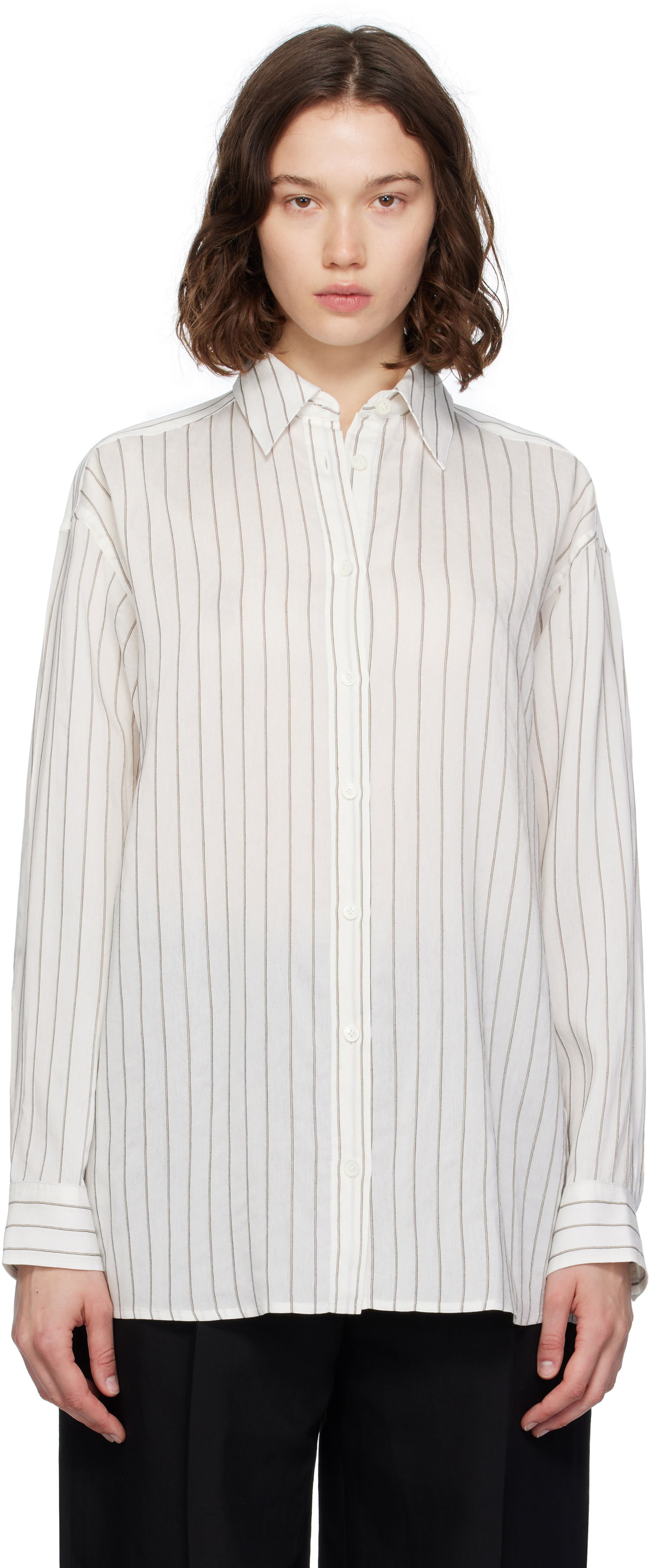 Košeľa TOTEME TOTEME Striped Button-Down Shirt Biela | 253-WRT0480-FB0439, 0