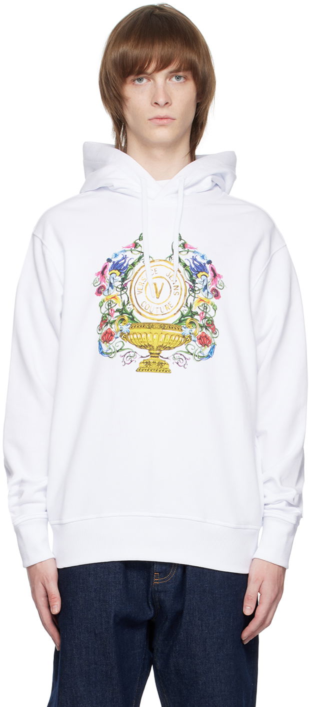 Mikina Versace Jeans Couture V-Emblem Garden Hoodie Biela | E74GAIF01 ECF01F, 0