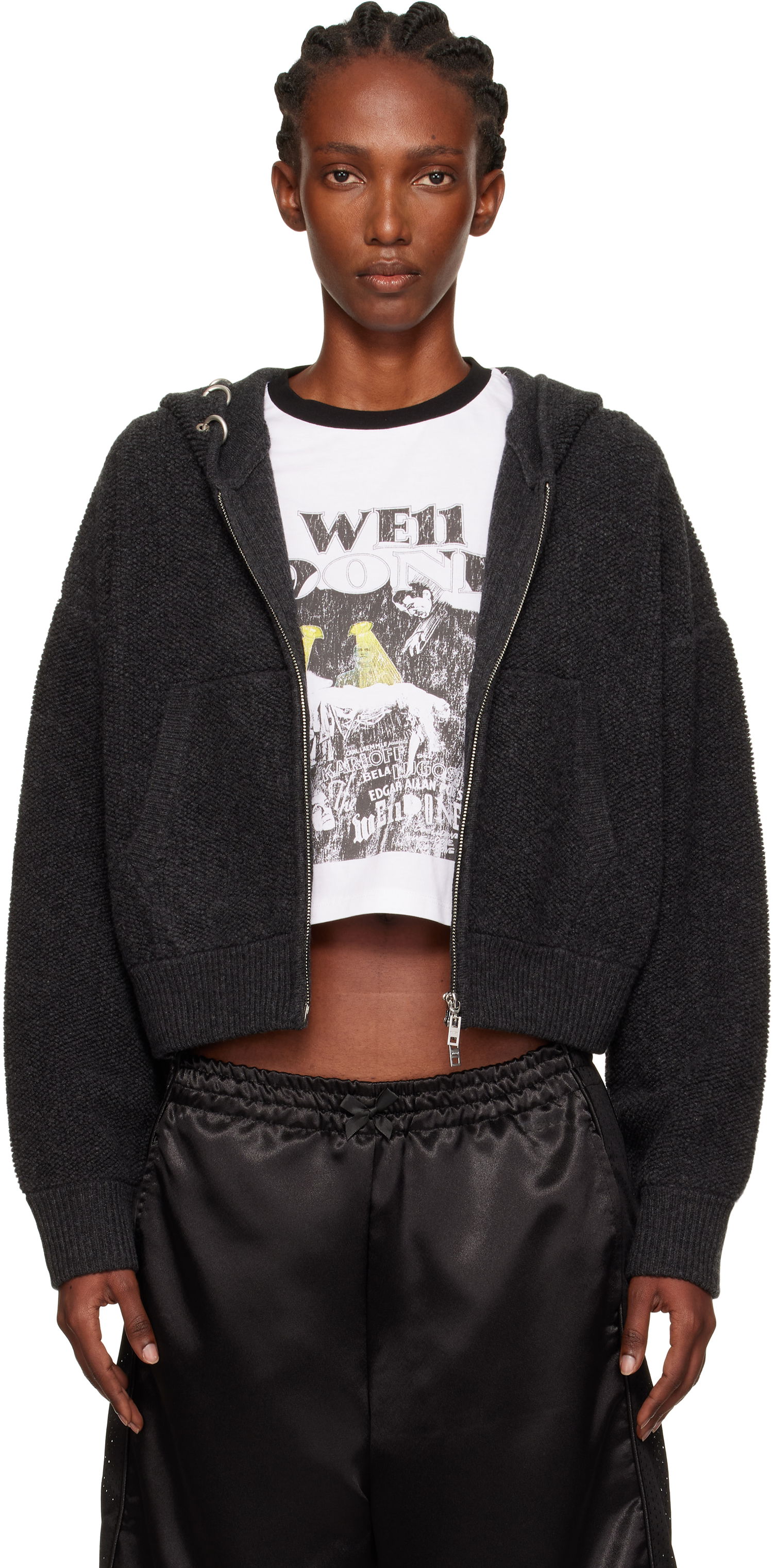 Mikina We11done We11done Cashmere Knit Zip-Up Hoodie Šedá | WD-KJ2-25-641-W-CH, 0