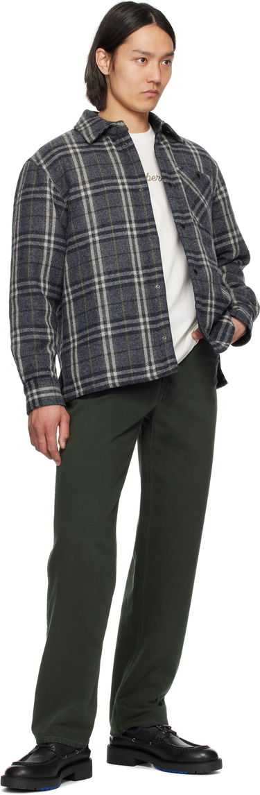 Košeľa Burberry Burberry Check Wool Overshirt Modrá | 8102224, 3