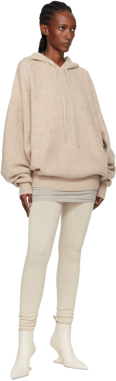 Mikina Rick Owens Concordians Hun Oversized Knitted Hoodie with Kangaroo Pocket Béžová | RO02E4660 KWP, 3