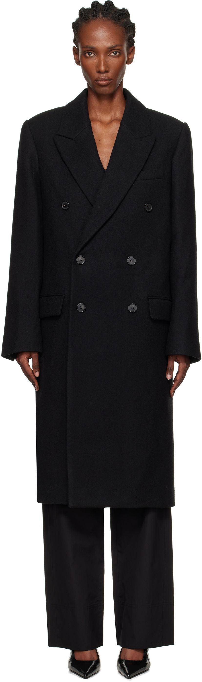 Kabáty WARDROBE.NYC WARDROBE.NYC Double Breasted Coat Čierna | W4108F25WO