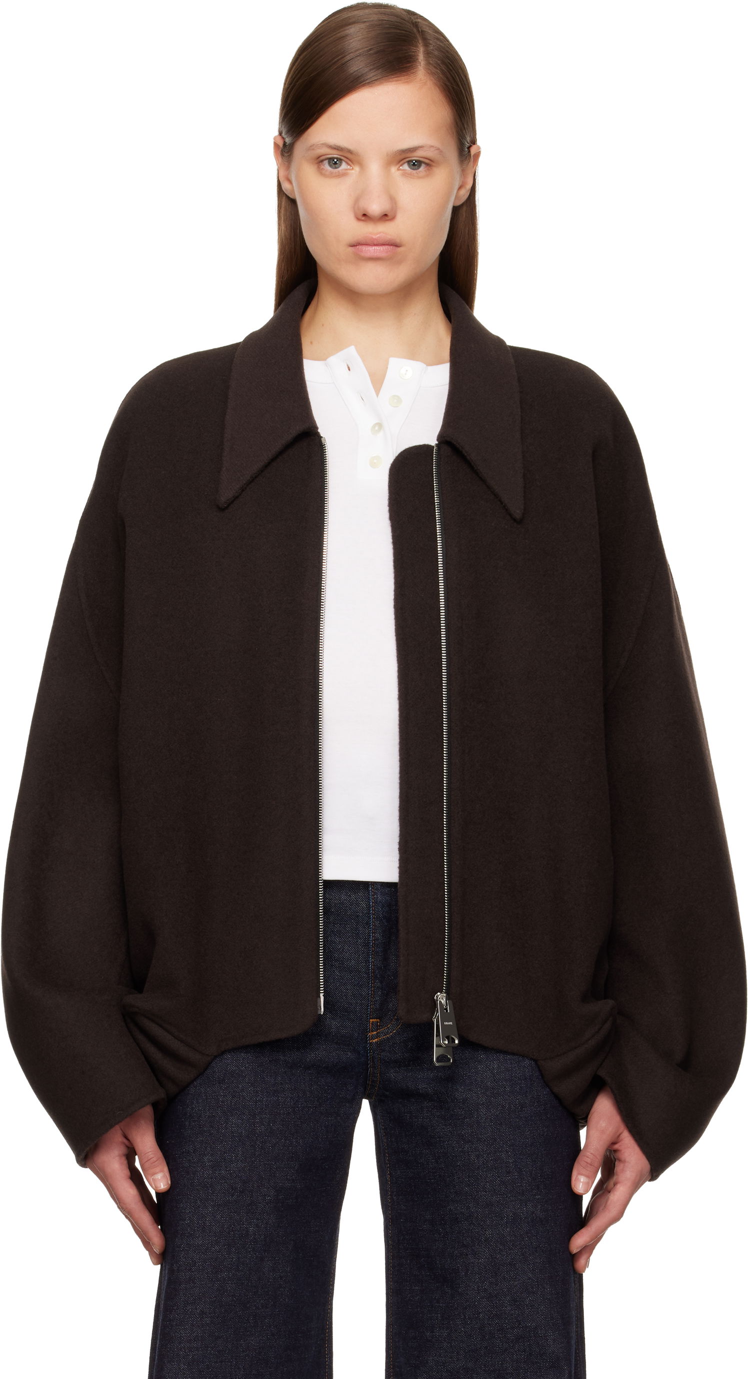 Bomber bunda Khaite Odin Zip Bomber Jacket Hnedá | 6188547, 0