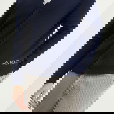 Sveter A.P.C. Kenny Intarsia Knit Cardigan Navy | AW25WVBDK-H22305-IAK, 5