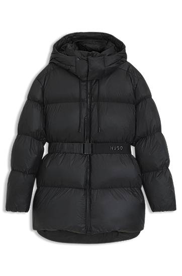 Prešívaná bunda BOSS Water-repellent padded jacket with detachable belt and hood Čierna | 50547228, 0