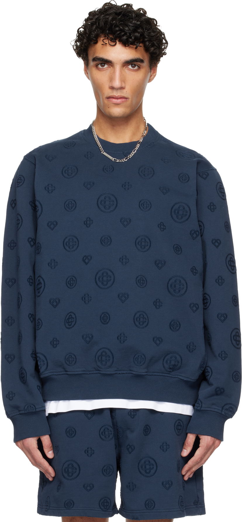 Mikina Casablanca Casablanca Applique Monogram Sweatshirt Navy | M-SP26-JTP-293-02
