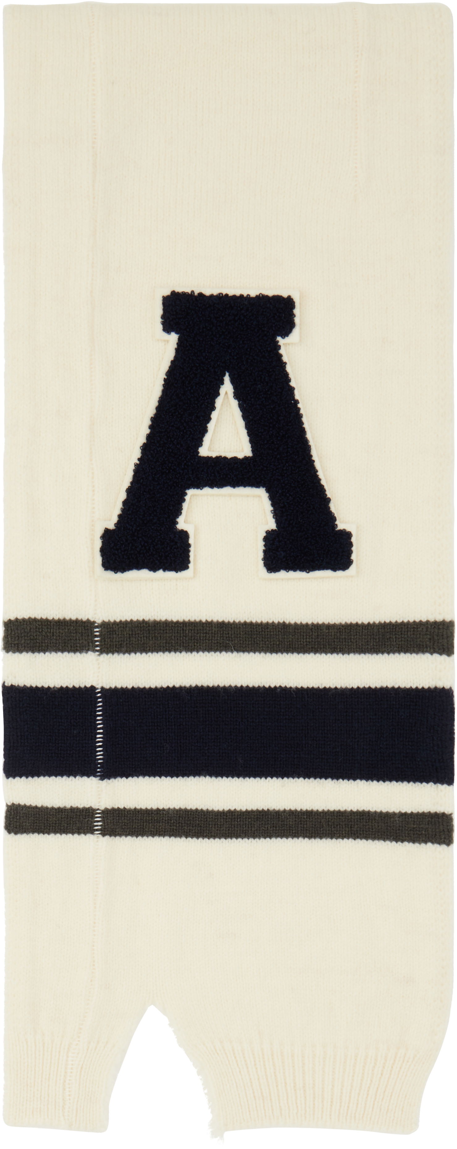 Knit Scarf With Letter Appliqué