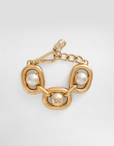 Náramok Dolce & Gabbana Dolce & Gabbana Gold Metal Maxi-Bracelet with Pearls and DG Logo Metalická | WBR2E2W1111ZOO00, 0
