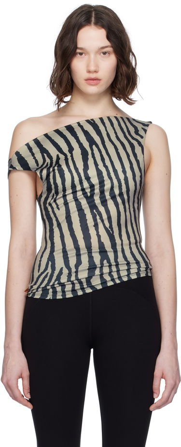 Tielko Miaou Miaou Lani Asymmetrical Zebra Print Top Béžová | 7114VISZEB, 0