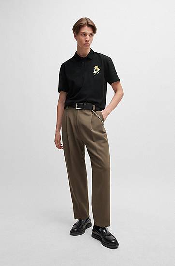 Polo tričko BOSS Piqué Polo Shirt with Logo Artwork Čierna | 50517409, 1