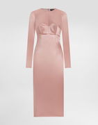 Dolce & Gabbana Stretch Satin Round-Neck Calf-Length Dress