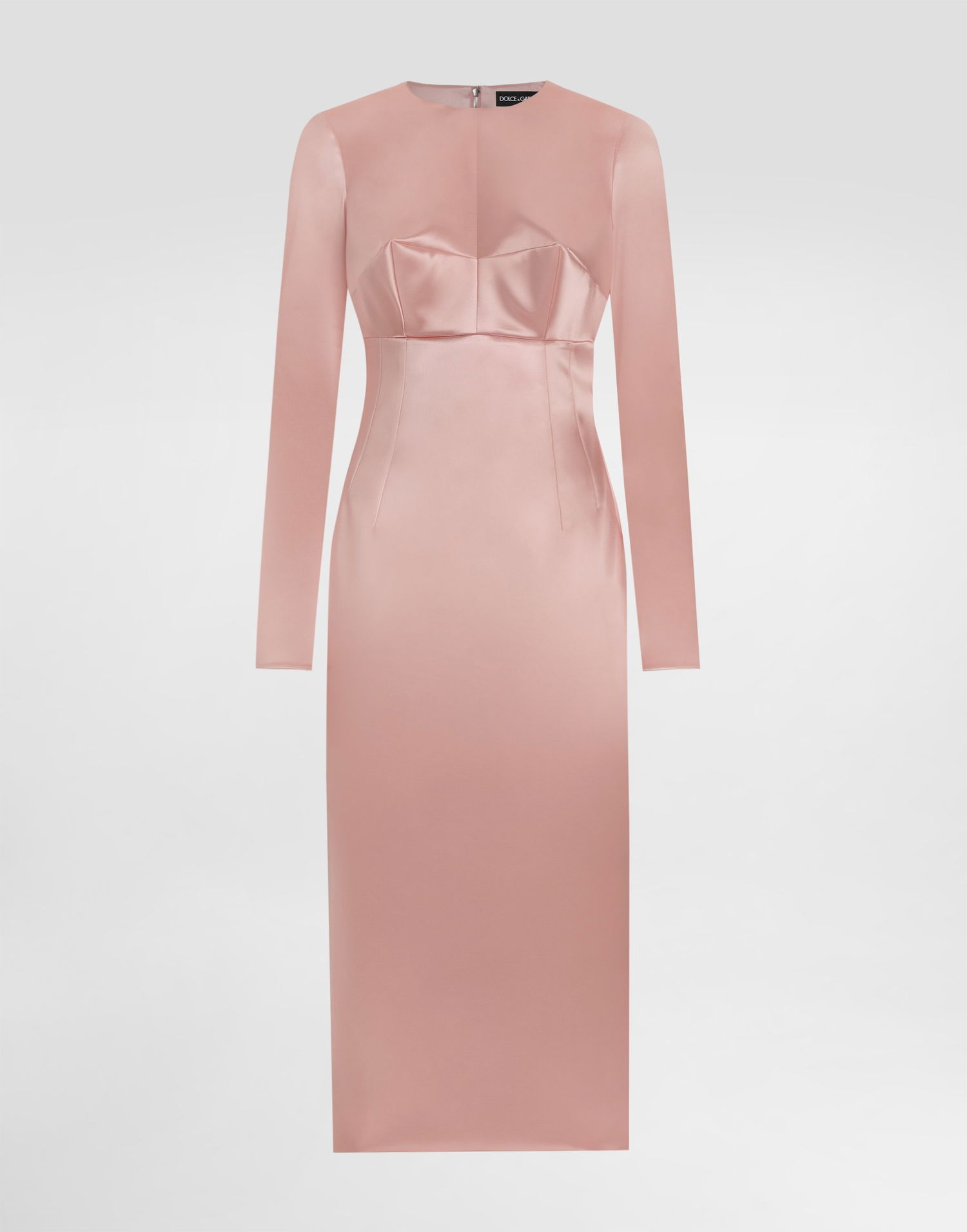 Šaty Dolce & Gabbana Dolce & Gabbana Stretch Satin Round-Neck Calf-Length Dress Ružová | F6TRHTFURADF0372, 0