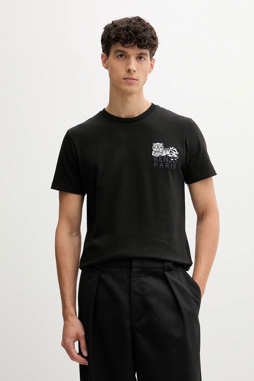 Tričko KENZO Kenzo Paris Tiger Motif T-Shirt Čierna | FF65TS1524SI