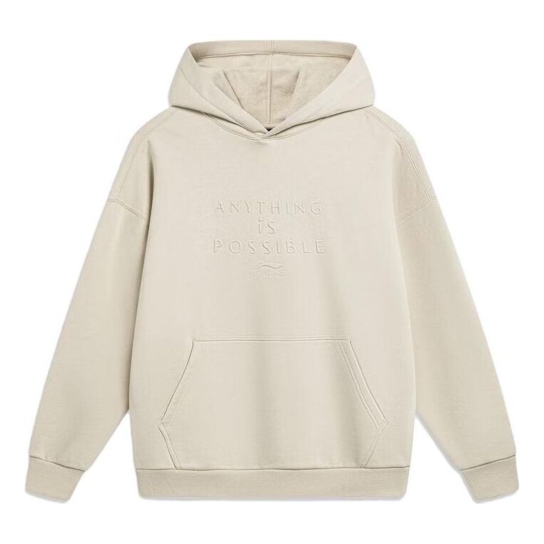 Mikina Li-Ning Anything Is Possible Fleece Hoodie Béžová | AWDT747-1