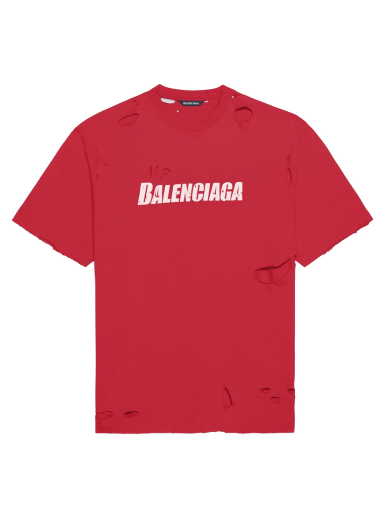 Tričko Balenciaga Caps Destroyed Flatground T-shirt Červená | 651795TKVB86295