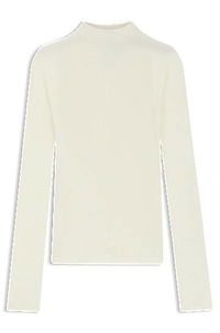 Mock-neck sweater in merino wool with mixed ribbing