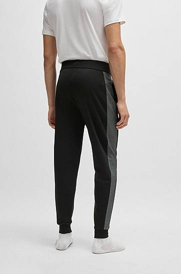 Tepláky BOSS BOSS Cotton-Blend Tracksuit Bottoms with Foil-Print Logo Čierna | 50527552, 1