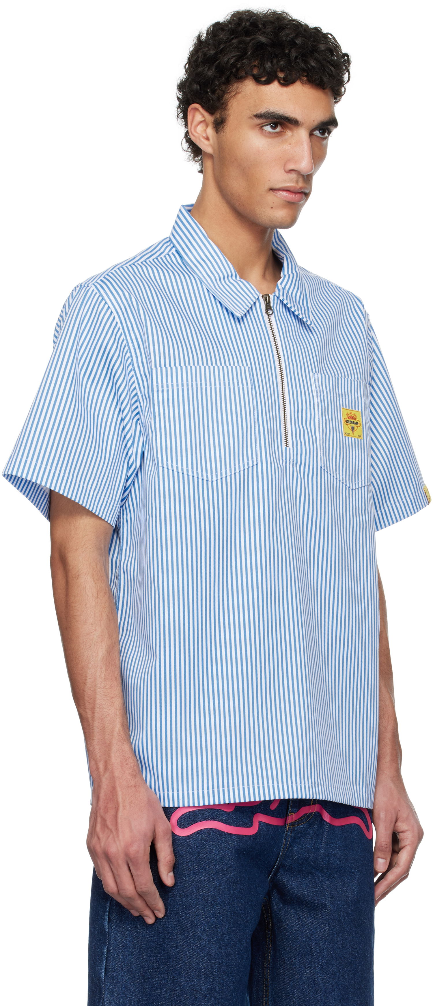 Košeľa BBC IceCream ICECREAM Quarter Zip Work Shirt Modrá | ICW25108, 1