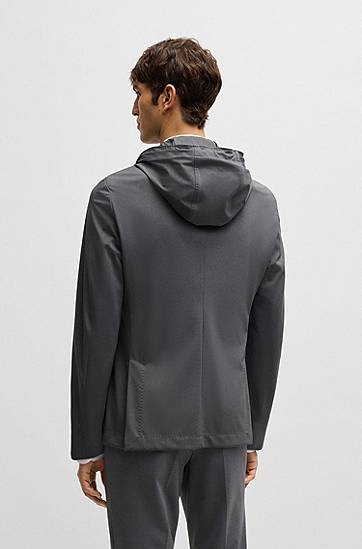 Bunda BOSS BOSS Slim-Fit Hooded Blazer Šedá | 50535058, 1