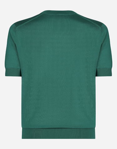 Tričko Dolce & Gabbana Silk Round-Neck Sweater With Logo Zelené | GXX03ZJBSJSV8745, 1