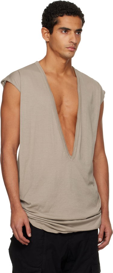 Tričko Rick Owens DRKSHDW Concordians Dylan Deep V-neck T-shirt Hnedá | DU02E7157 BH, 4