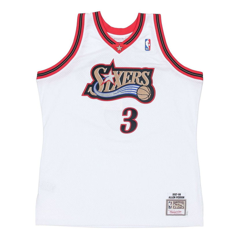Dres Mitchell & Ness NBA Philadelphia 76ers 1997-98 'Allen Iverson 3' Home Jersey Biela | BA64UX-P76-W-CAU