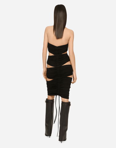 Šaty Dolce & Gabbana Dolce & Gabbana Ruched Halter Neck Midi Dress Čierna | F6BFZTFUGAIN0000, 2