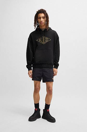 Mikina BOSS Terry Hoodie with Embroidered Logo by HUGO Čierna | 50534947, 1