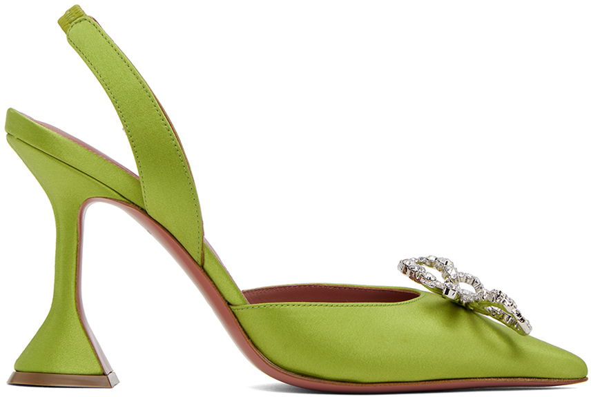 Tenisky a topánky Amina Muaddi Sling 95 Satin Heels Zelené | ROSIE SLING CL SATIN, 0
