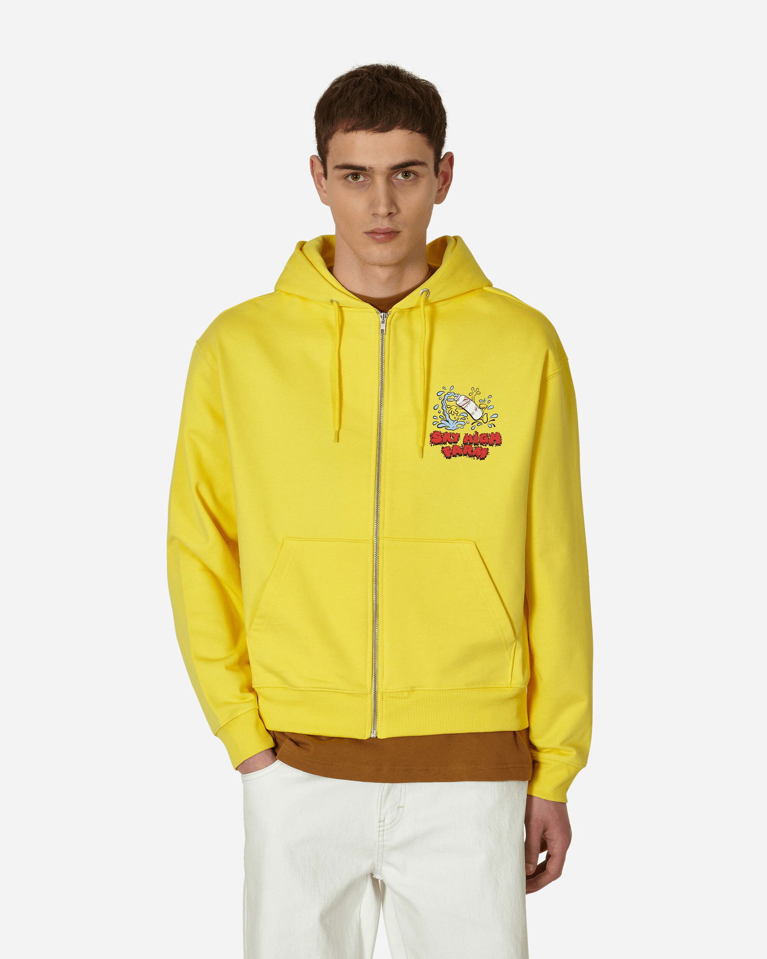 Mikina Sky High Farm Flatbush Printed Zipped Hooded Sweatshirt Žltá | SHF03T023 1, 0