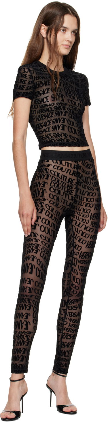 Tričko Versace Versace Jeans Couture Tulle Flock Liquify T-Shirt Čierna | E79HAH602_EJS490, 3