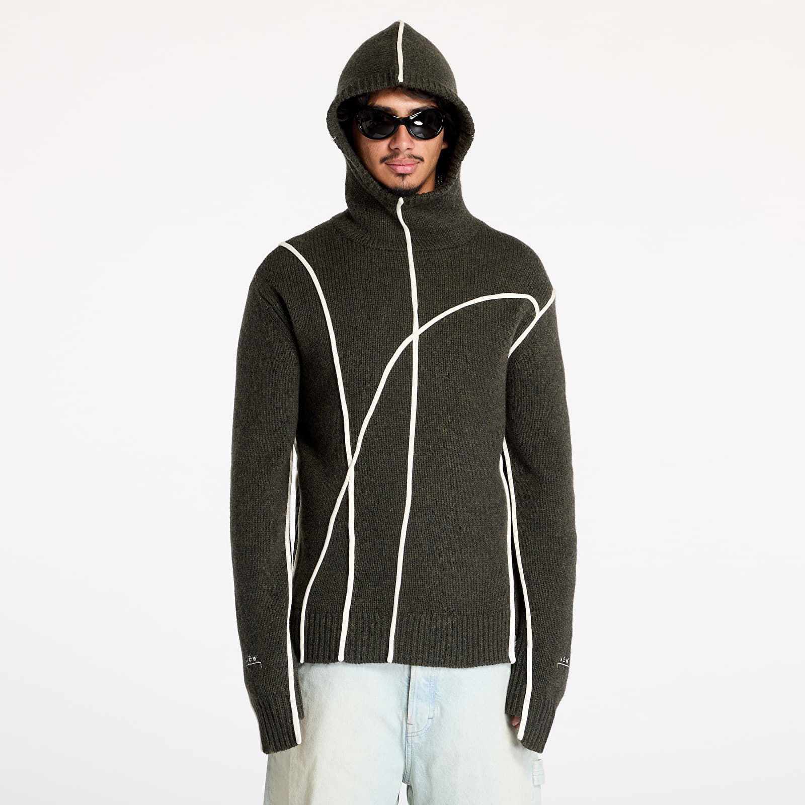 Contour Knit Hoodie Grey-Green/ Olive Grey