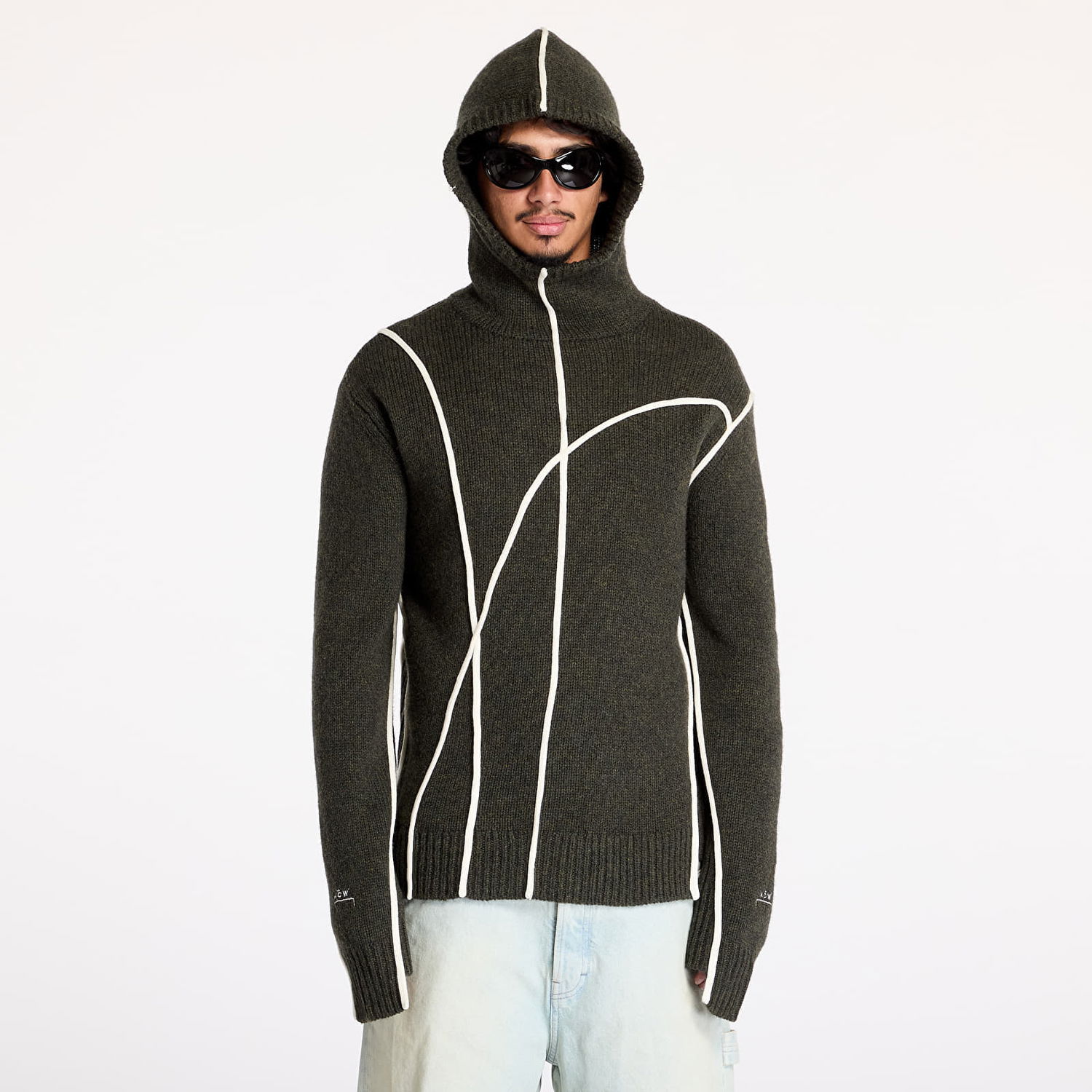 Mikina A-COLD-WALL* Contour Knit Hoodie Grey-Green/ Olive Grey Šedá | ACWMK184 Grey-Green/ Olive Grey, 0