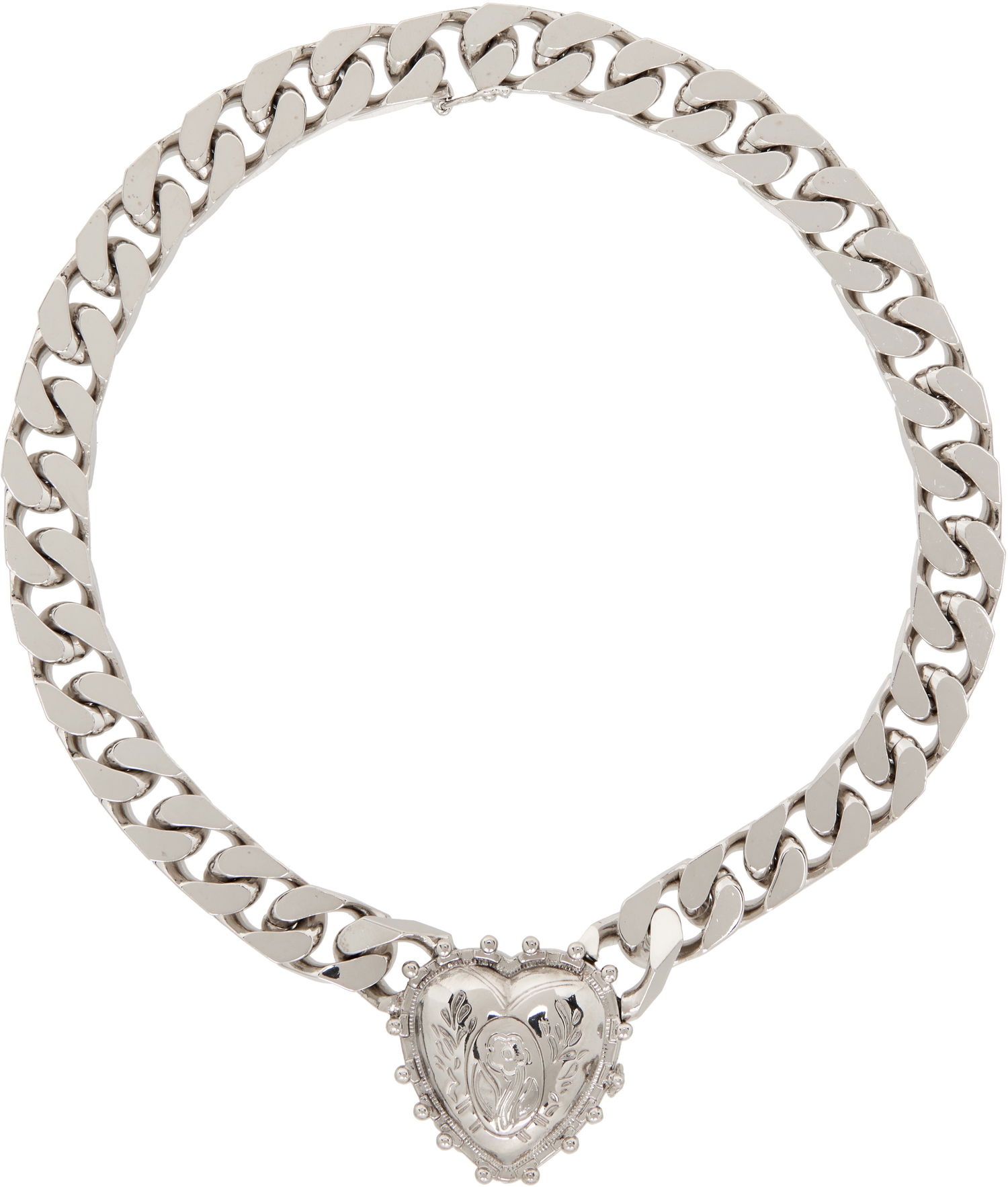 Náhrdelník Chopova Lowena Chopova Lowena Chunky Curb Chain Heart Locket Necklace Metalická | 6542, 0