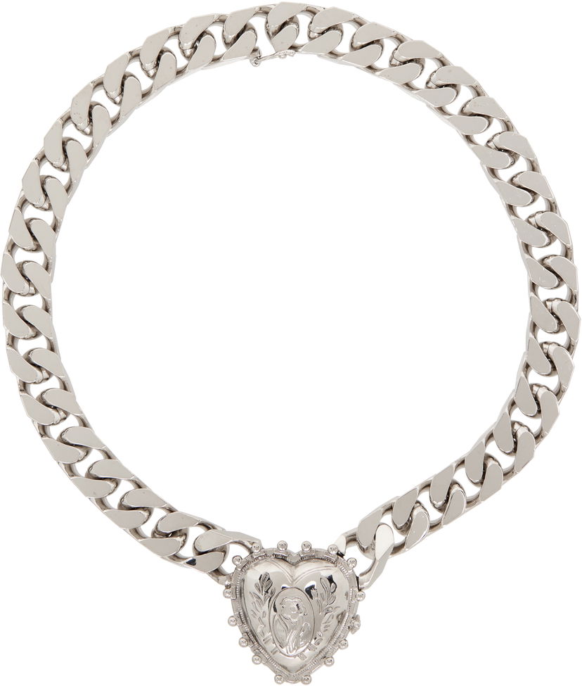 Náhrdelník Chopova Lowena Chopova Lowena Chunky Curb Chain Heart Locket Necklace Metalická | 6542