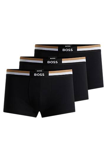 Boxerky BOSS Three-pack Cotton-Blend Trunks with Signature Stripe Čierna | 50516542
