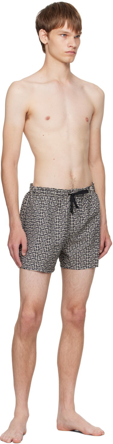 Plavky Balmain Balmain Monogram Swim Shorts Béžová | BWB641500, 3