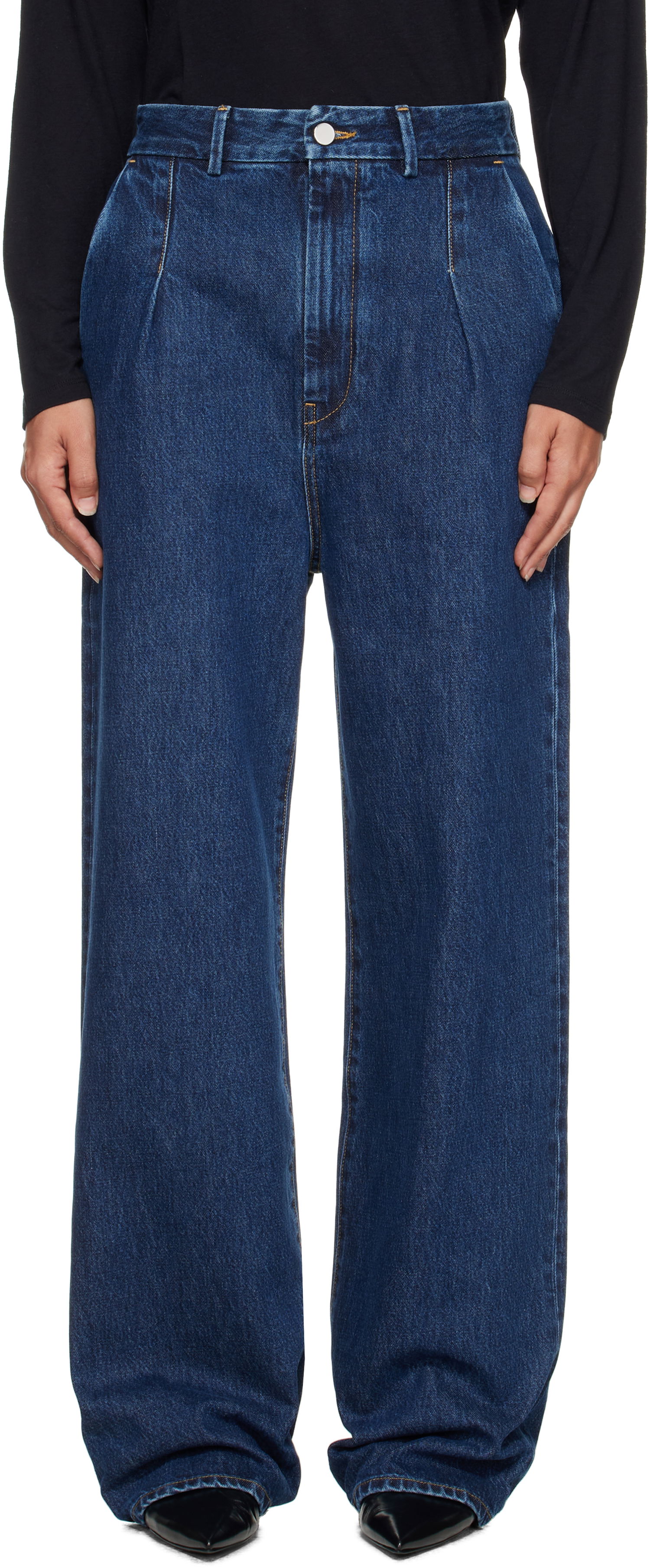 Džínsy Loulou de Saison Loulou de Saison Attu Pleated Jeans Modrá | ATTU LDS, 0
