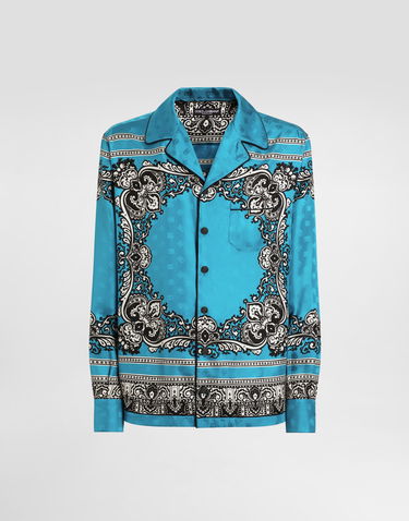 Košeľa Dolce & Gabbana Dolce & Gabbana Men's Silk Shirt with Bandana Print Tyrkysová | G5IF1TGI927HT5IK, 0