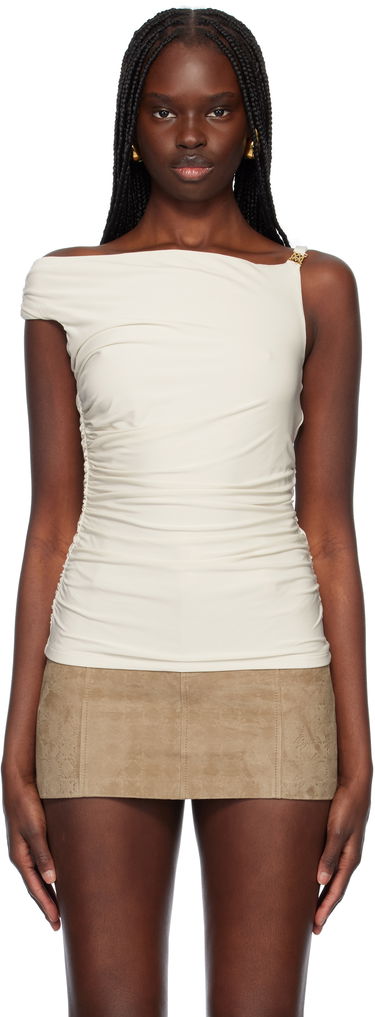 Tielko AMIRI AMIRI Off-The-Shoulder Ruched Top Biela | AWTPTT1014, 0