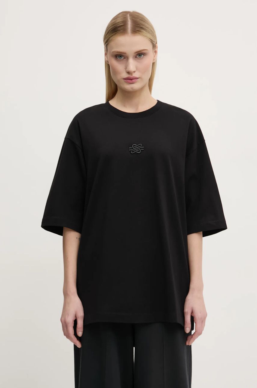 Tričko Filling Pieces Filling Pieces Boxy Embroidered T-Shirt Čierna | 74413791861, 1