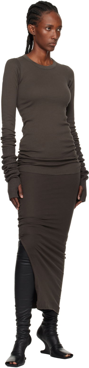 Tričko Rick Owens DRKSHDW Concordians Ribbed Long-Sleeve T-shirt Hnedá | DS02E7217 RN, 3