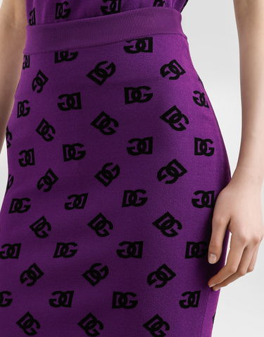 Sukňa Dolce & Gabbana Jacquard Pencil Skirt with DG Monogram and Slit Fialová | FXO25TJGMB3F1540, 3