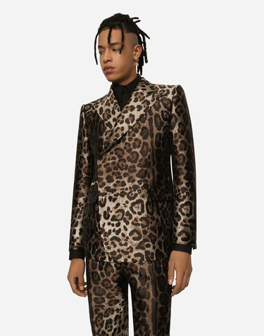 Súprava Dolce & Gabbana Double-breasted Leopard-design Jacquard Suit Hnedá | GKSGMTFJSCNS8350, 3
