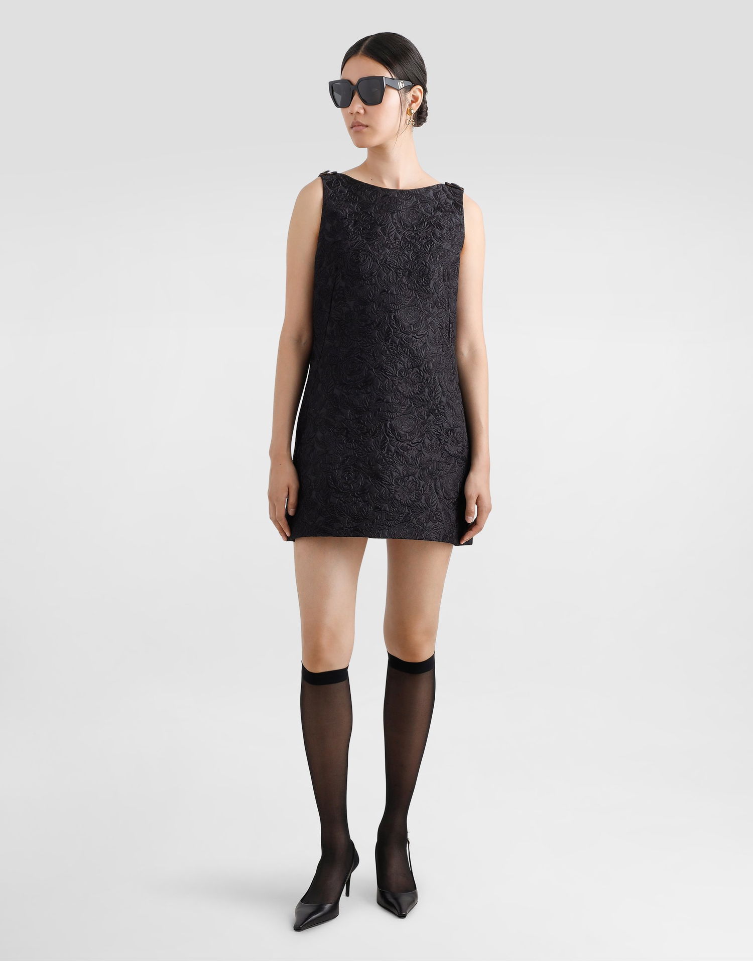 Šaty Dolce & Gabbana Dolce & Gabbana Floral Quilted Jacquard Sack Dress Čierna | F6TMLTGDCSSN0000, 1